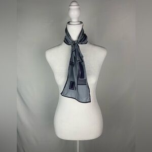 Sally Gee 100% Polyester Blue Scarf Made in Japan